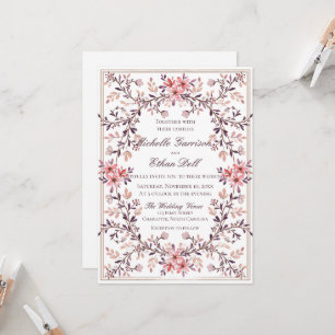 Invitation Cadre floral aquarelle romantique - Couleurs d'aut