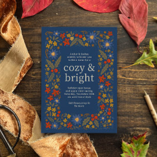 Invitation Cadre Floral Automnal Bleu pour Fête de Printemps