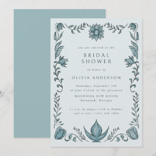 Invitation Cadre floral bleu Printemps Eté Shower de mariage