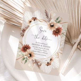 Invitation Cadre Floral Boho Rustique Enregistrer La Date