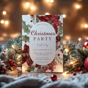 Invitation Cadre Floral de Fête de Noël d'entreprise