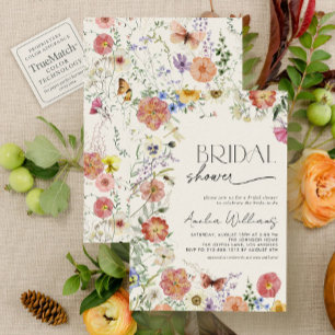 Invitation Cadre floral de fleurs sauvages pressées pour la d