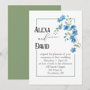 Invitation Cadre floral de mariage sur fond blanc