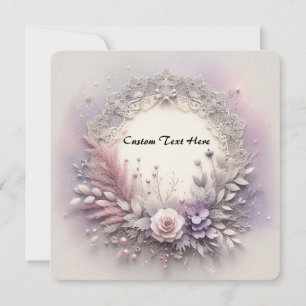 Invitation Cadre floral délicat avec détails en dentelle
