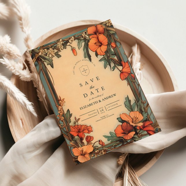 Invitation Cadre Floral d'été Art Nouveau Mariage (Créateur téléchargé)