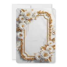 Cadre Floral Élégant Blanc et Or
