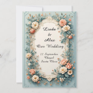 Invitation 🌸 Cadre Floral Élégant pour le Jour de Mariage 🌸