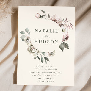 Invitation Cadre floral hivernal délicat de mariage ivoire