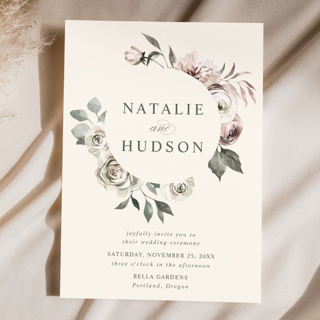 Invitation Cadre floral hivernal délicat de mariage ivoire (Créateur téléchargé)