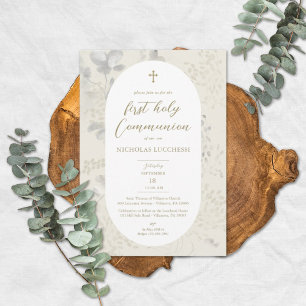 Invitation Cadre floral moderne Sexe Communion neutre