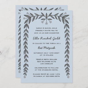 Invitation Cadre floral personnalisé QR Code moderne BarBat M