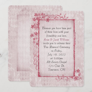 Invitation cadre floral rose antique pour Vow Renewal