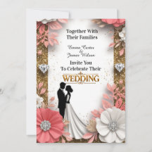 🌷 Cadre Floral Rose Avec Mariage Or 💍