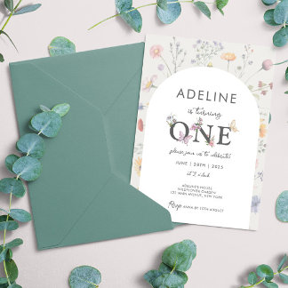 Invitation Cadre floral sauvage Fleur sauvage 1er anniversair