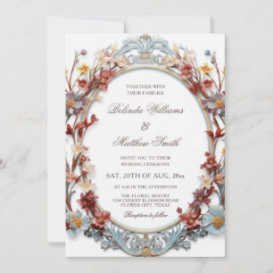 Invitation Cadre floral victorien 3D élégant