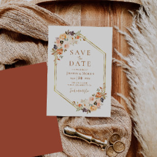 Invitation cadre géométrique automne floral enregistrer la da