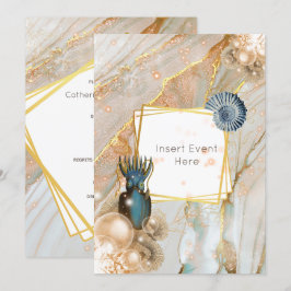 Invitation Cadre géométrique en marbre doré en coquillages ma
