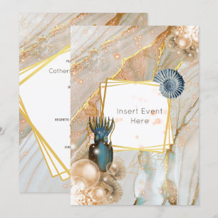 Invitation Cadre géométrique en marbre doré en coquillages ma