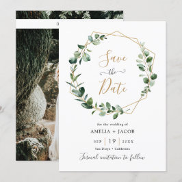 Invitation Cadre géométrique Eucalyptus vert Enregistrer la d