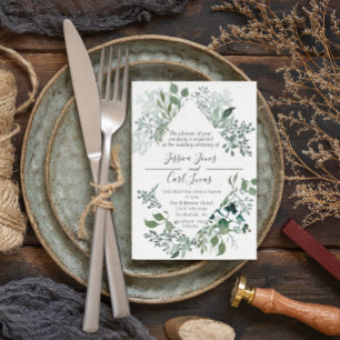 Invitation Cadre géométrique moderne de feuilles de verdure à