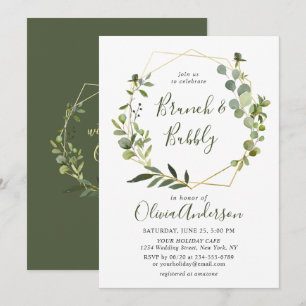 Invitation Cadre géométrique moderne d'eucalyptus Brunch & Bu