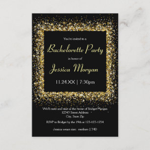Invitation Cadre Gold Parties scintillant - Bachelorette 3x5