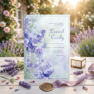 Invitation Cadre Lavande Romantique Bleu Brumeux