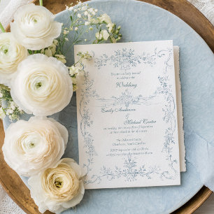 Invitation Cadre Mariage bleu vintage