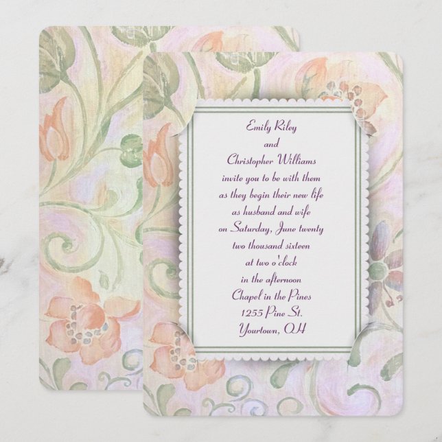 Invitation Cadre Mariage floral (Devant / Derrière)