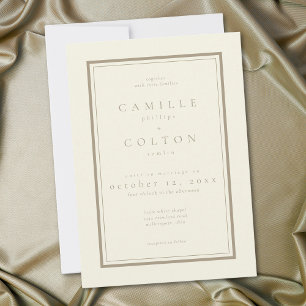 Invitation Cadre minimaliste crème d'ivoire Mariage