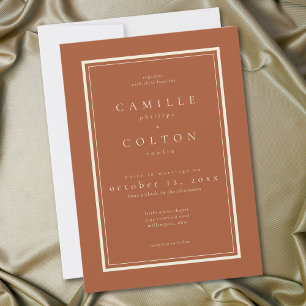 Invitation Cadre minimaliste en terre cuite rouille pour mari