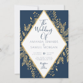 Invitation Cadre Moderne Bleu et Or 