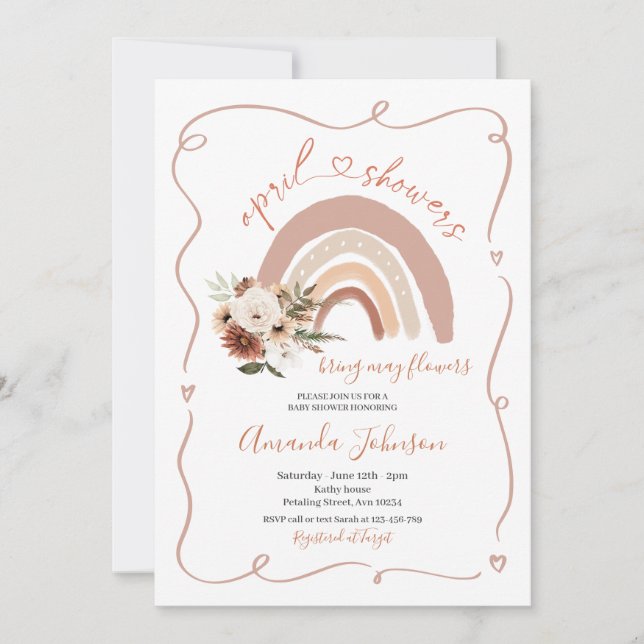 Invitation Cadre moderne Douches d'avril Apportent des fleurs (Devant)