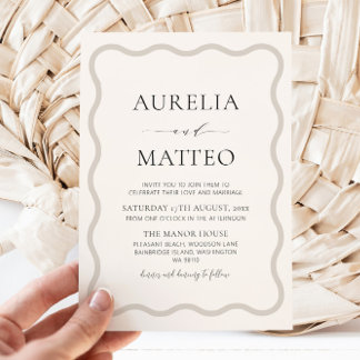 Invitation Cadre neutre beige et doux Verre Minimal Moderne