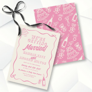 Invitation Cadre ondulé de mariage fantaisiste rose