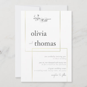 Invitation Cadre or moderne Boho Black White Orchid Mariage