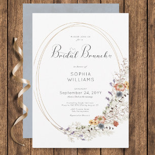 Invitation Cadre ovale de fleurs sauvages rustique pour brunc