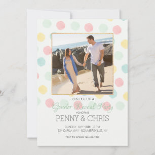 Invitation Cadre Pastel à pois pour la fête de révélation du 