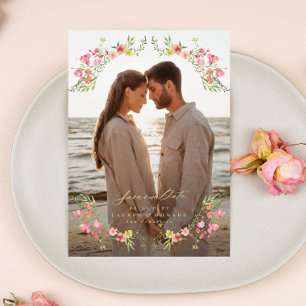 Invitation cadre photo floral élégant enregistrer la date mar