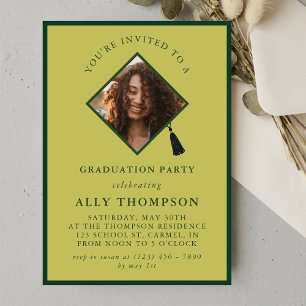 Invitation Cadre photo vert moderne pour fête de remise de di