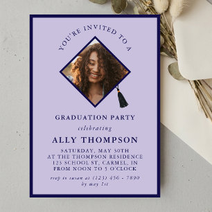 Invitation Cadre photo violet moderne pour fête de remise de