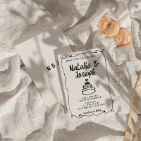 Cadre rétro de gâteau à main moderne Mariage uniqu