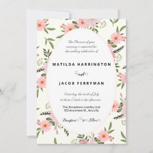 Invitation Cadre rose et vert pastel