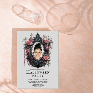 Invitation Cadre rose gothique avec photo personnalisée