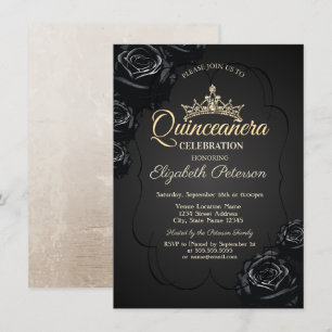 Invitation Cadre Rose noir Quinceañera