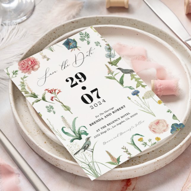 Invitation Cadre Secret Fleurs sauvages De Jardin Enregistrer (Créateur téléchargé)