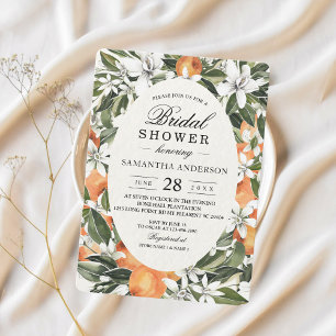 Invitation Cadre tendance Orange Fleurs & Leaf Beauté