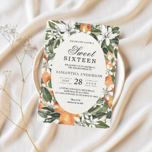 Invitation Cadre tendance Orange Fleurs & Leaf Beauté