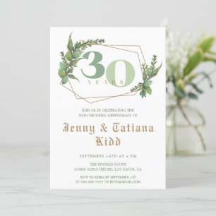 Invitation Cadre verdoyant 30e anniversaire Mariage Invitatio