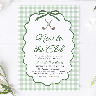 Invitation Cadre Vert Sauge Golf Nouveau au Club Baby Shower